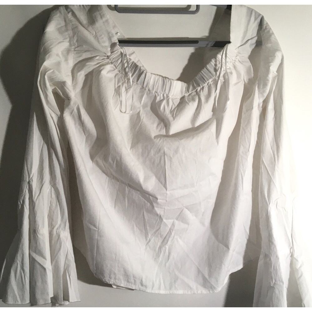 FREE PEOPLE March To The Beat Women’s Size Medium White Off -The Shoulder Top - Picture 5 of 5